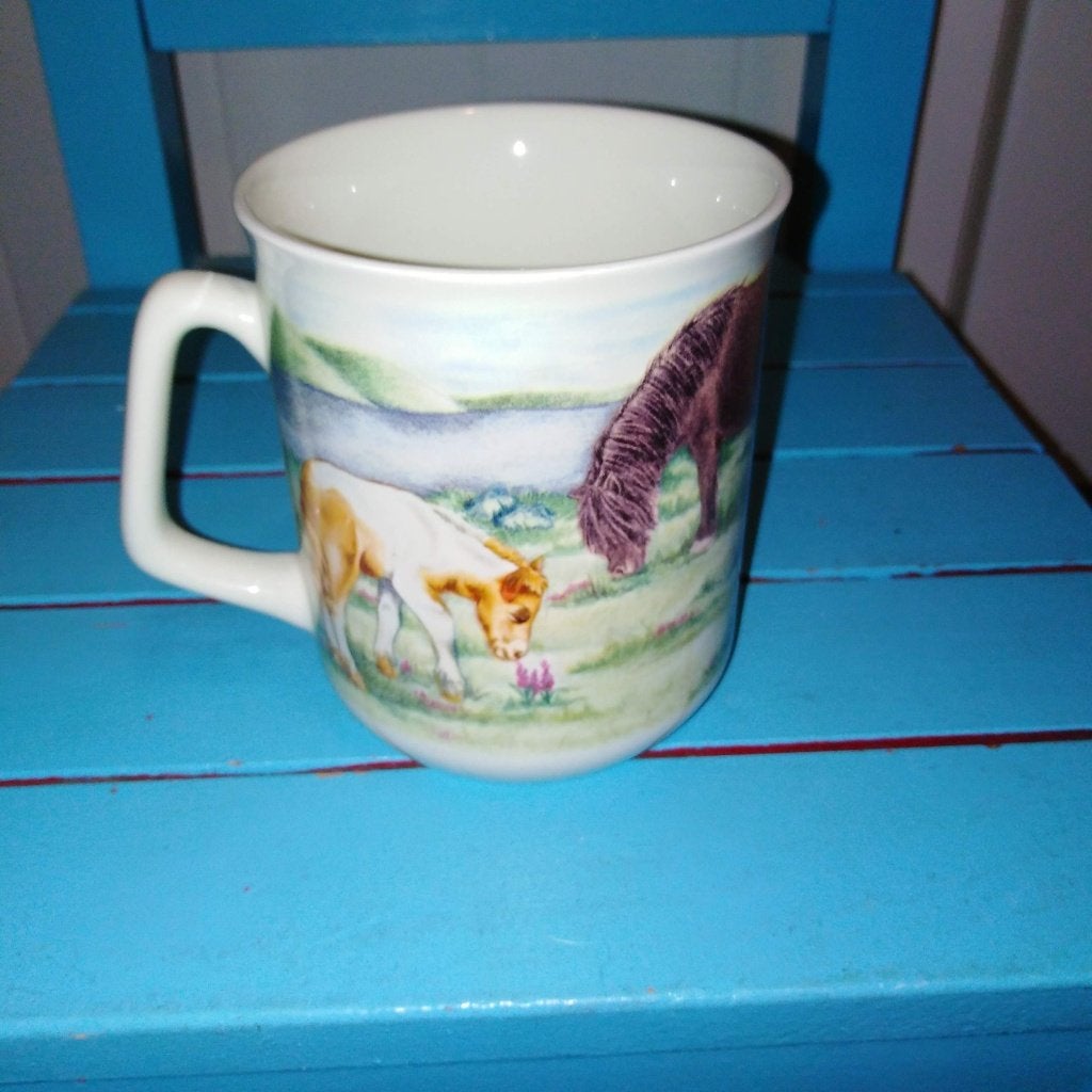 Mok animal prints met boerderijdieren, Ophalen, Glas of Glazen, Gebruikt, Overige stijlen