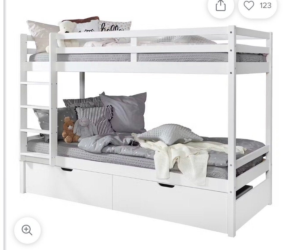 Stapelbed 90x200 met 2 lades, lattenbodems en matrassen, 90 cm, Tweepersoons, Ophalen of Verzenden, Zo goed als nieuw