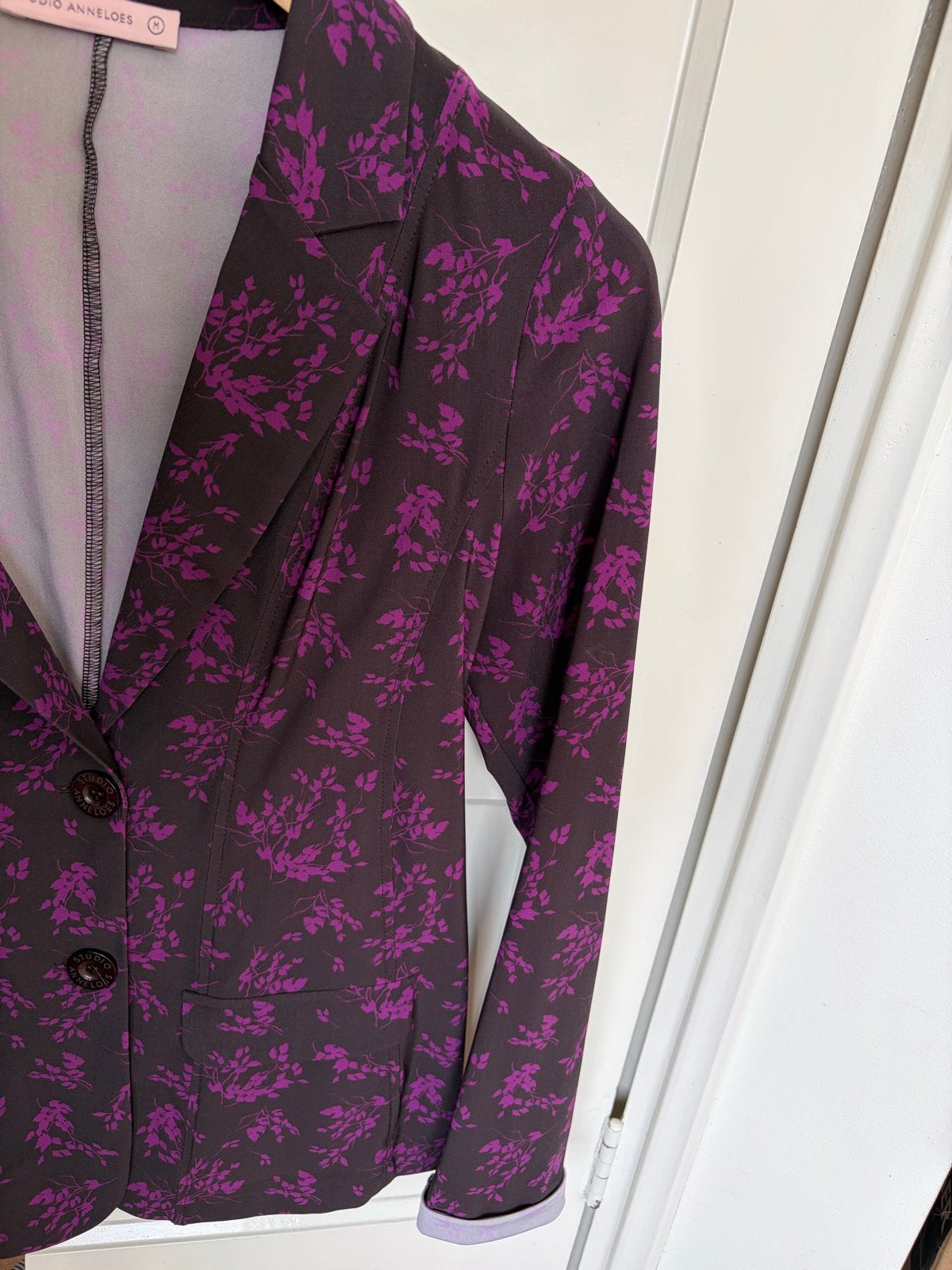 Studio Anneloes Blazer met Paarse Print - Maat M, Maat 38/40 (M), Paars, Ophalen of Verzenden, Zo goed als nieuw
