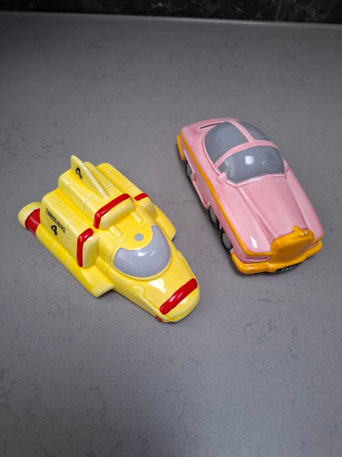 Thunderbirds spaarpotten FAB 1 en Thunderbird 4, Ophalen of Verzenden, Gebruikt