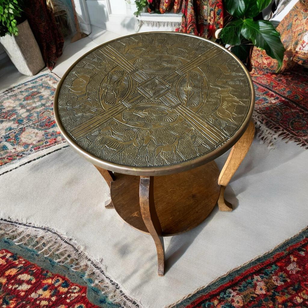 Art Deco Amsterdamse School Bijzettafel met Egyptische Motie, Antiek en Kunst, Antiek | Meubels | Tafels, Ophalen