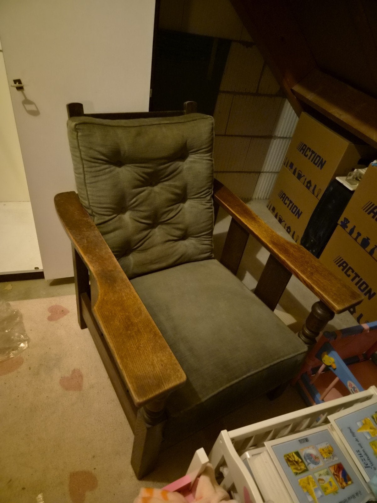 Vintage houten fauteuil/ rookstoel, Ophalen, Gebruikt, Overige kleuren, Vintage