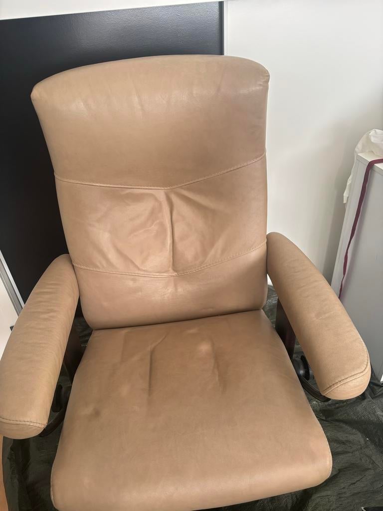 Stressless Echt Lederen Relaxfauteuil - Gebruikt, Huis en Inrichting, Fauteuils, Ophalen, Gebruikt, 50 tot 75 cm, Leer