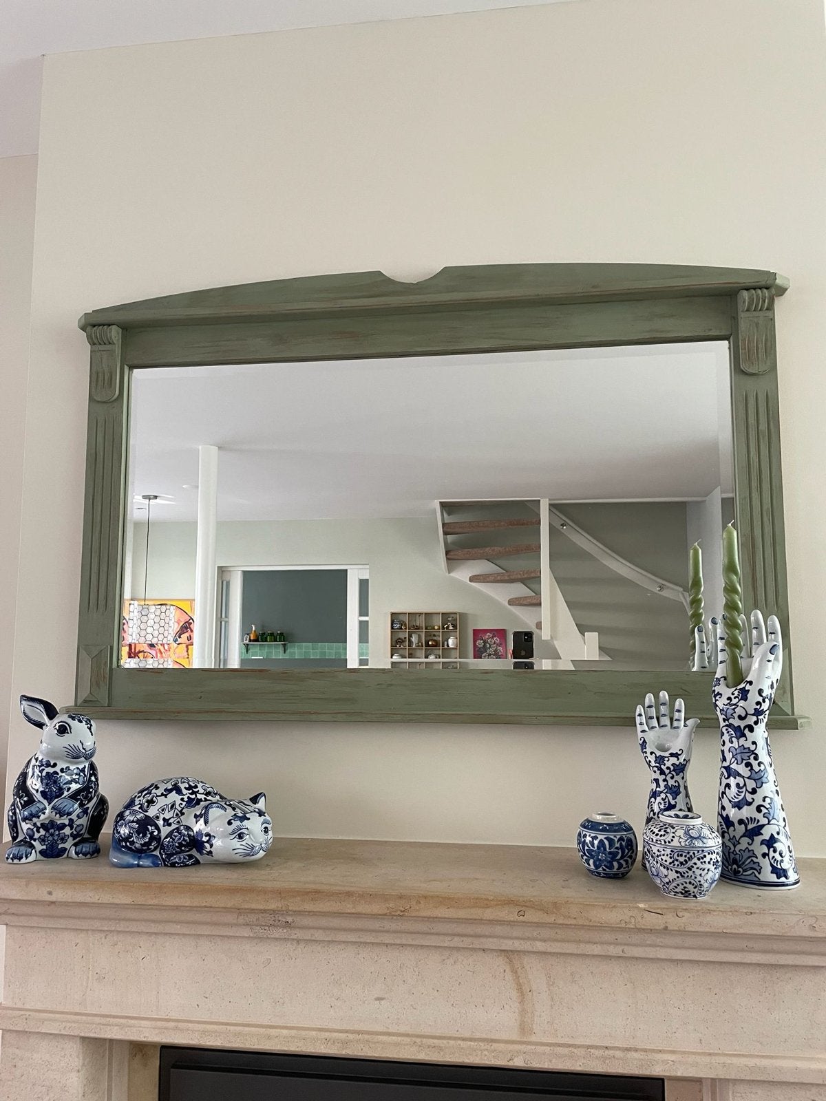 Decoratieve spiegel met houten lijst - 120x70cm, Huis en Inrichting, Woonaccessoires | Spiegels, Gebruikt, 100 tot 125 cm, Minder dan 100 cm