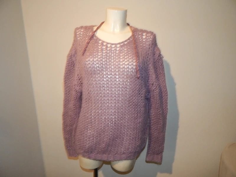 Essentiel Antwerp paarse grof gebreide trui glitter draad L, Verzenden, Paars, Maat 42/44 (L), Zo goed als nieuw