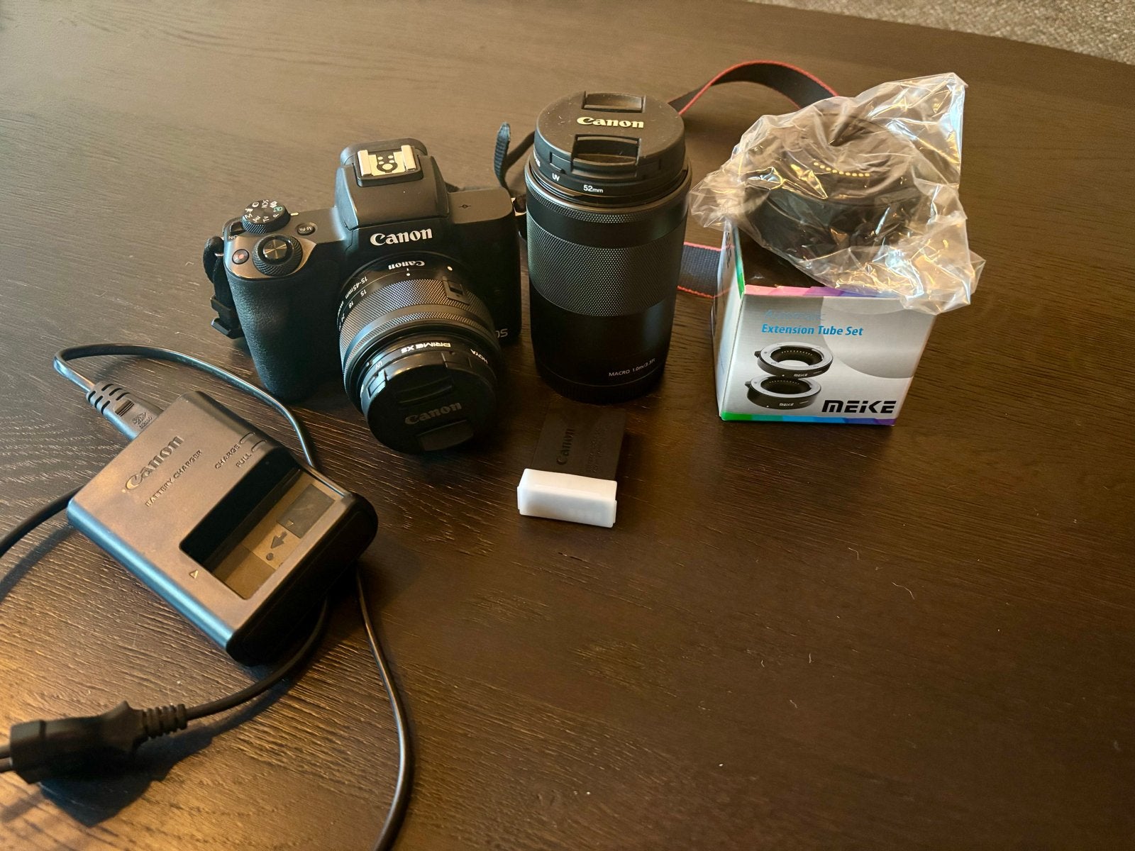 Canon EOS M50 + 15‑45mm + 55‑200mm + Extension| Zeer Netjes, Canon, Beeldstabilisatie, Ophalen of Verzenden, Zo goed als nieuw
