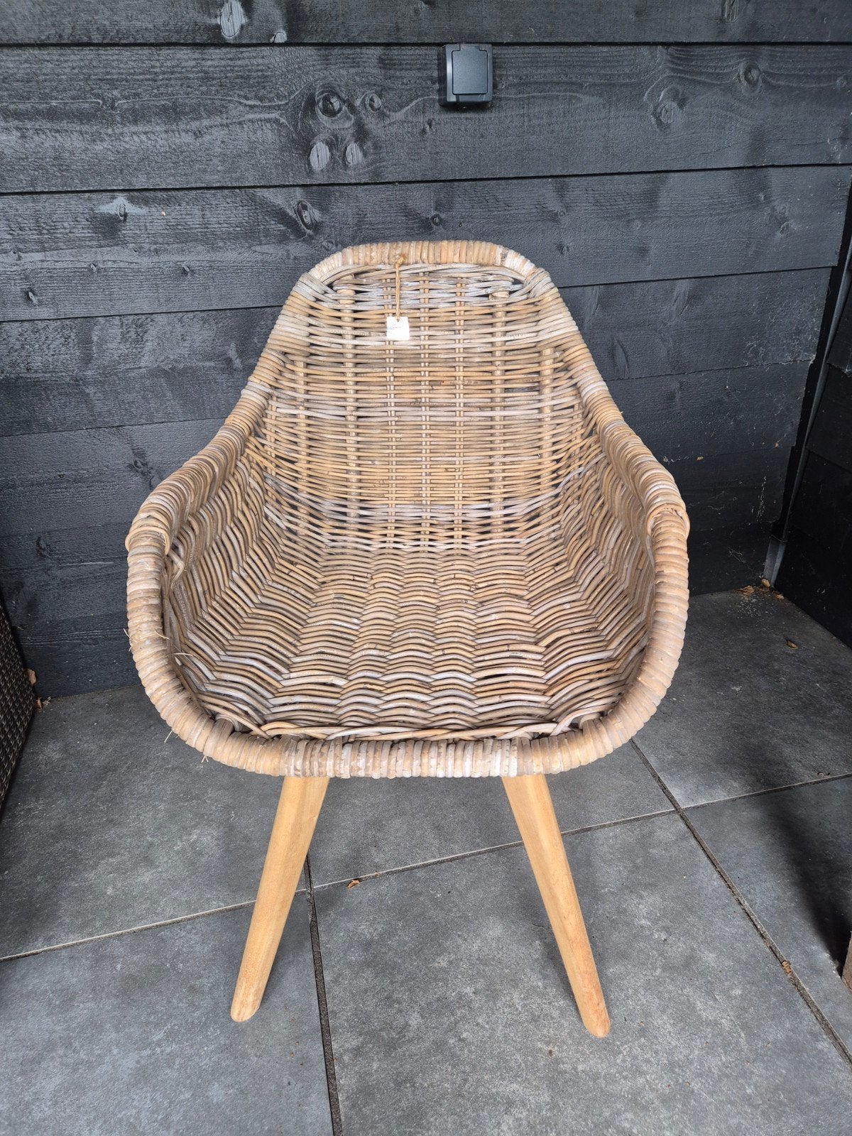 rieten/ rotan kamerstoel "Julia", Ophalen, Bruin, Hout, Eén