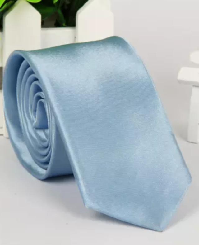 Stropdas Slim-Line handgeweven effen Licht Blauw -NIEUW-, Ophalen of Verzenden, Nieuw, Blauw, Effen