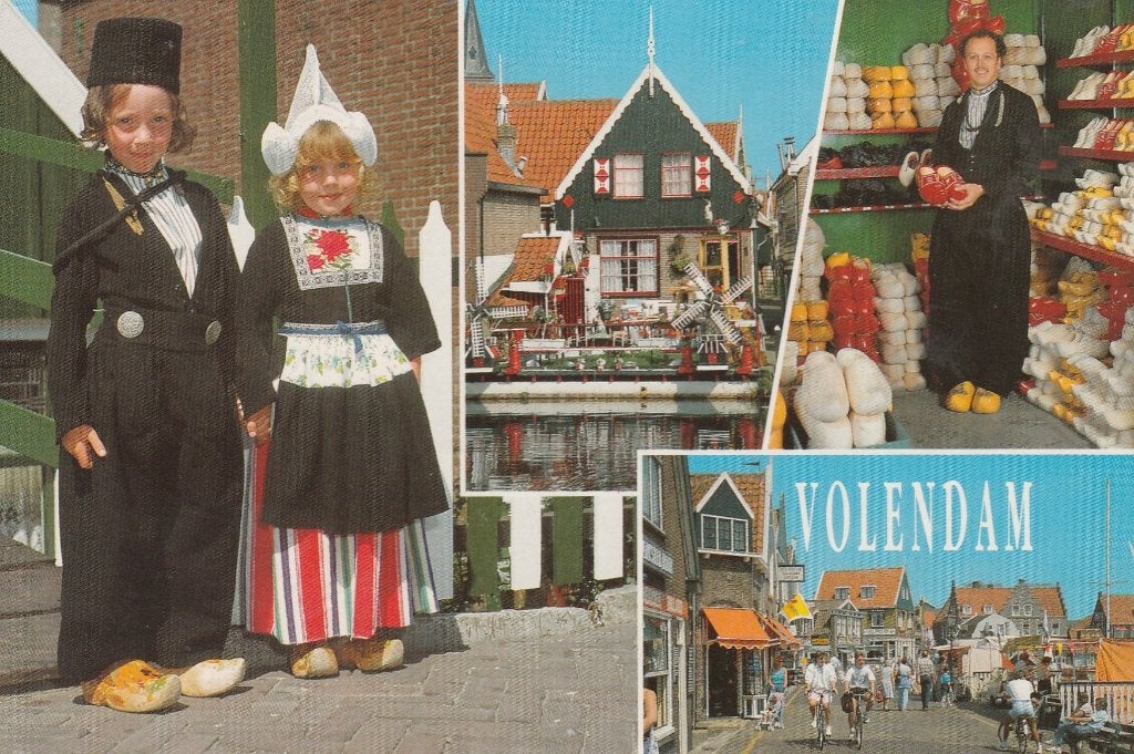 VOLENDAM Klederdracht Tuin Klompenwinkel Dijk, Verzamelen, Ansichtkaarten | Nederland, Verzenden, 1980 tot heden, Gelopen, Noord-Holland