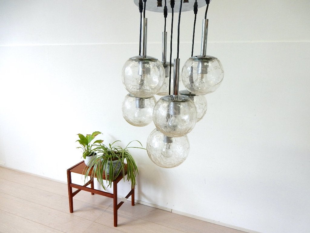 vintage lamp hanglamp plafondlamp jaren 70 bol glas Doria, Verzamelen, Retro, Ophalen of Verzenden, Huis en Inrichting