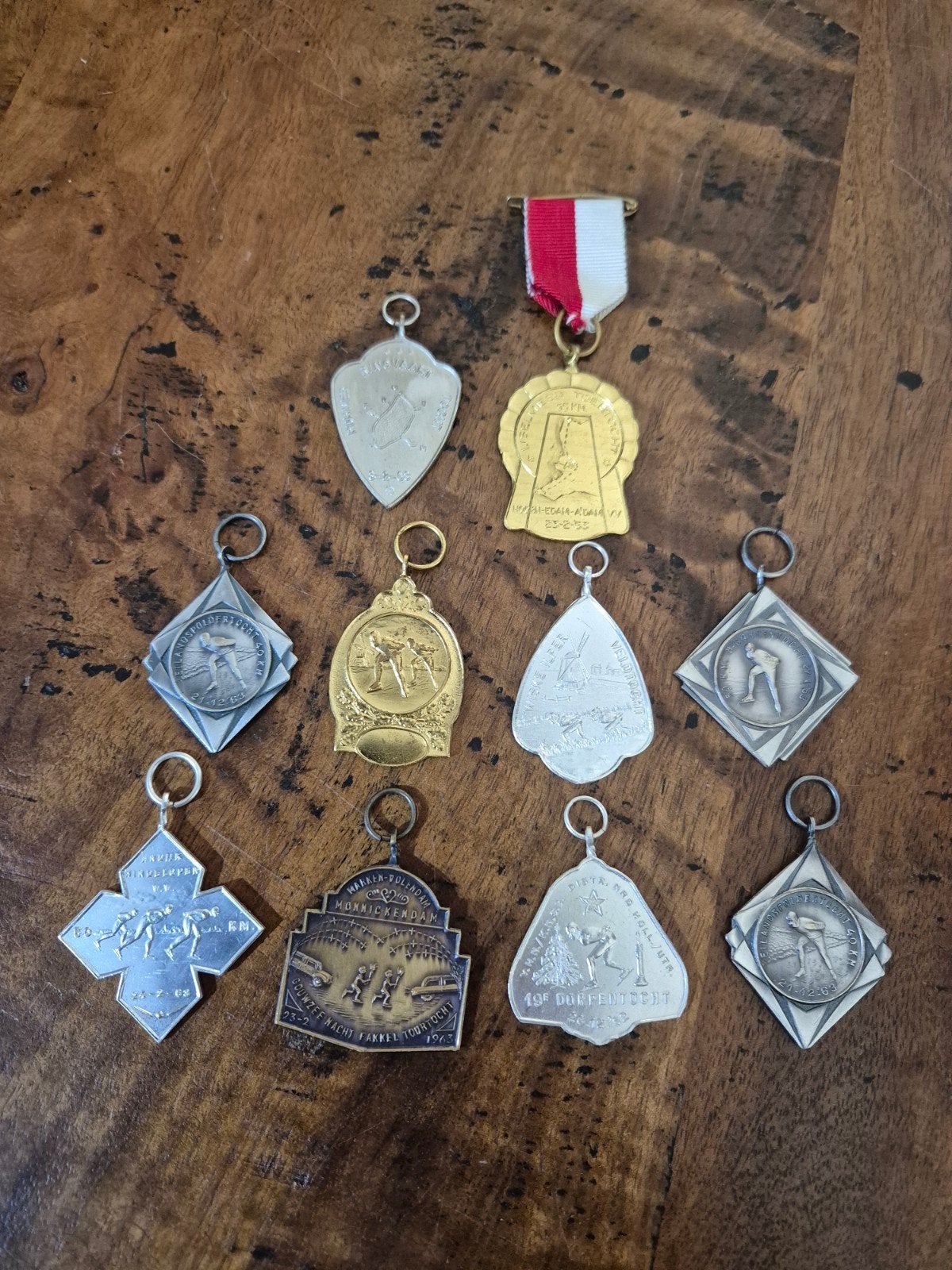 10 x mesaille schaatsen, Postzegels en Munten, Penningen en Medailles, Ophalen of Verzenden, Overige materialen, Nederland
