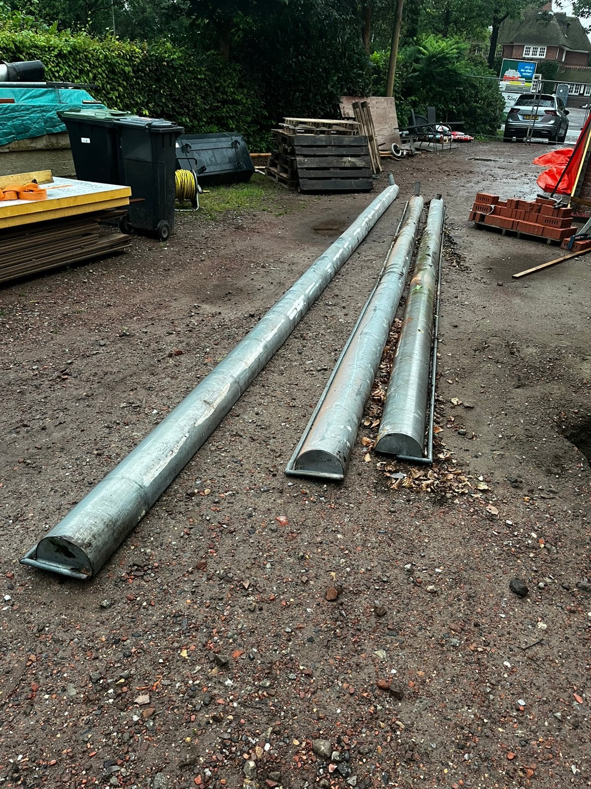 Zinken mastgoot M44 ruim 22m inclusief 42 gootbeugels, Ophalen, 6 meter of meer, Zo goed als nieuw, Zink