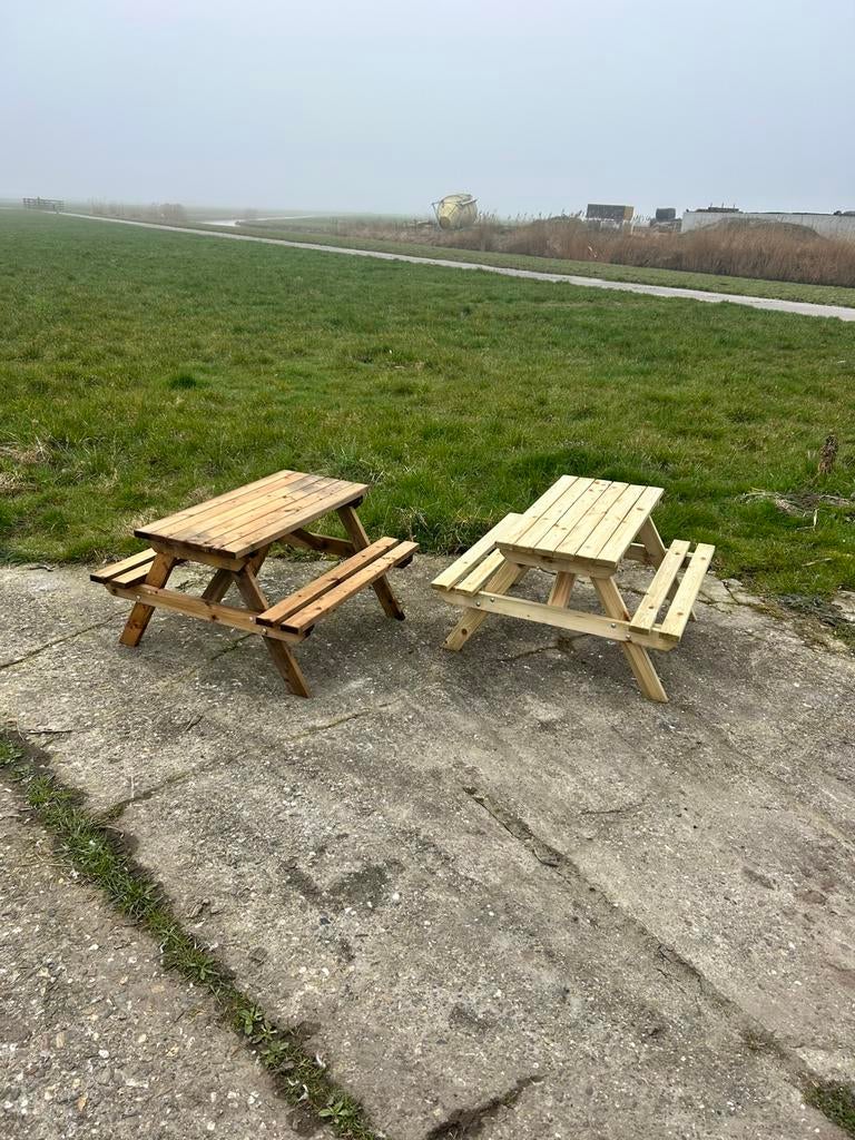 Kinderpicknicktafel geimpregneerd bruin en groen, Tuin en Terras, Kinderpicknicktafel, Fûns 8, 9023 AP Jorwert, Wiedijk wood products