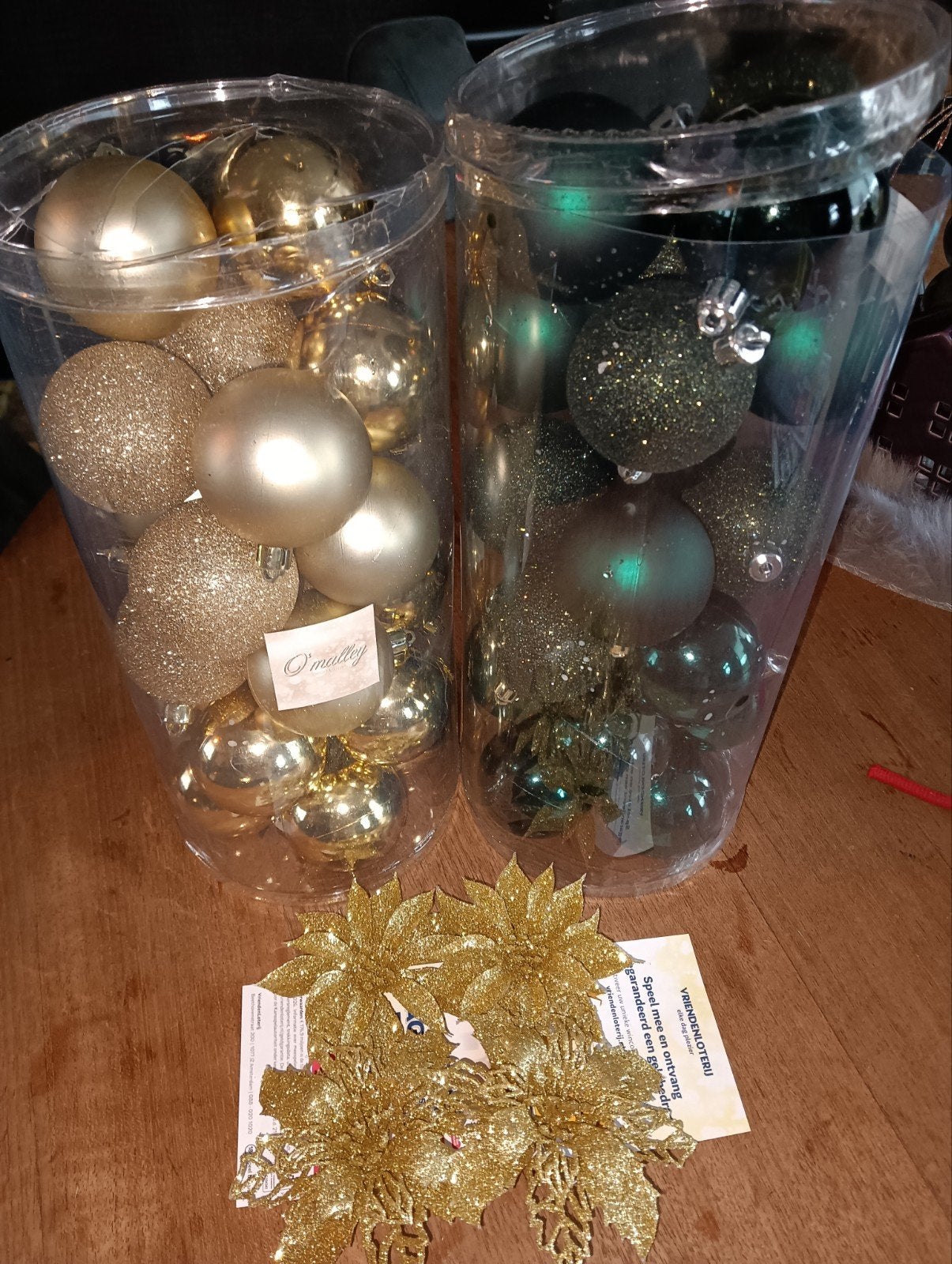 kerstboom versiering groen goud, Diversen, Kerst, Ophalen of Verzenden, Zo goed als nieuw