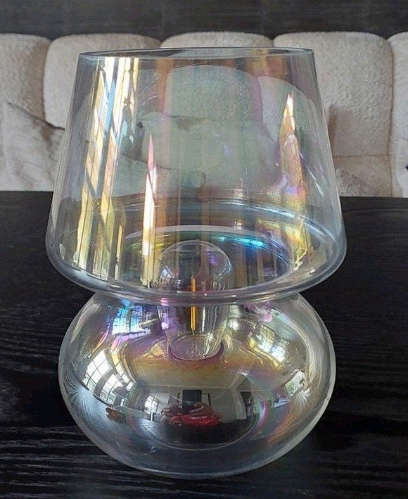 Geoliede glazen lamp, nieuw, meerkleurig op batterijen, Ophalen of Verzenden, Nieuw, Glas