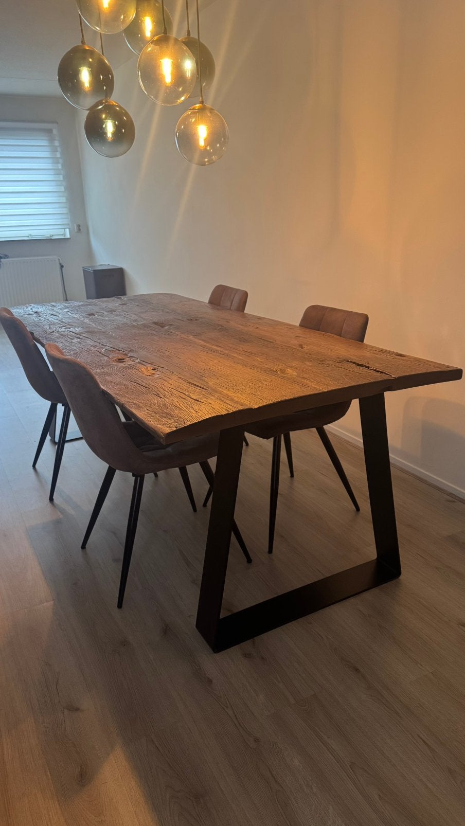 Robuuste eikenhout eettafel, Ophalen, Gebruikt, Ruig, Natuurlijk, Eikenhout