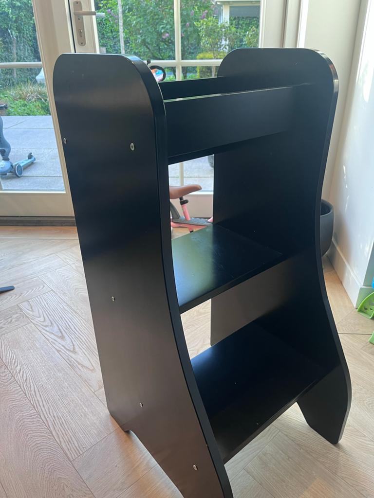Zwart houten leertoren/keukenhulp, Ophalen, Gebruikt, Overige typen