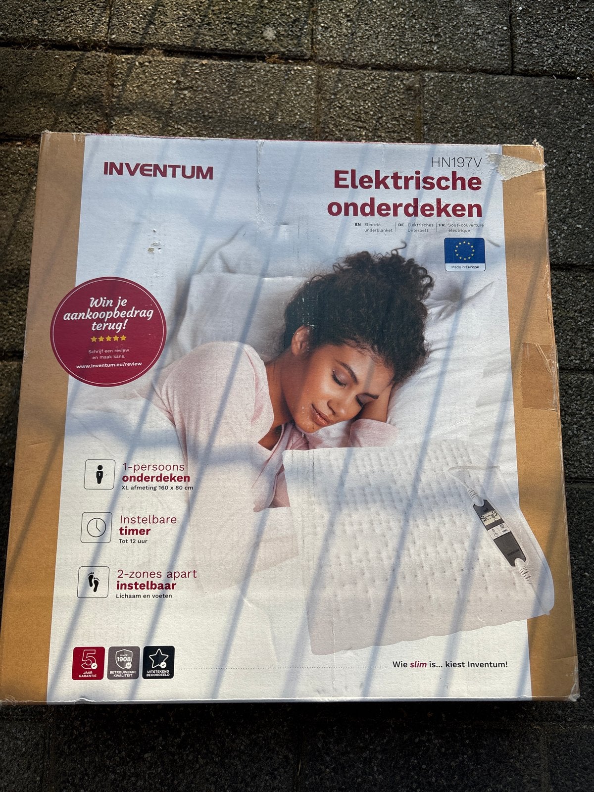 Inventum HN197V Elektrische onderdeken 1-persoons XL, Ophalen, Eenpersoons, Wit, Nieuw