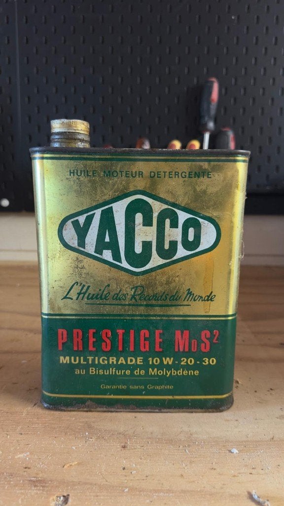 Vintage YACCO Prestige MoS2 Motorolie Blik (2L), Ophalen of Verzenden, Gebruikt, Overige, Overige merken