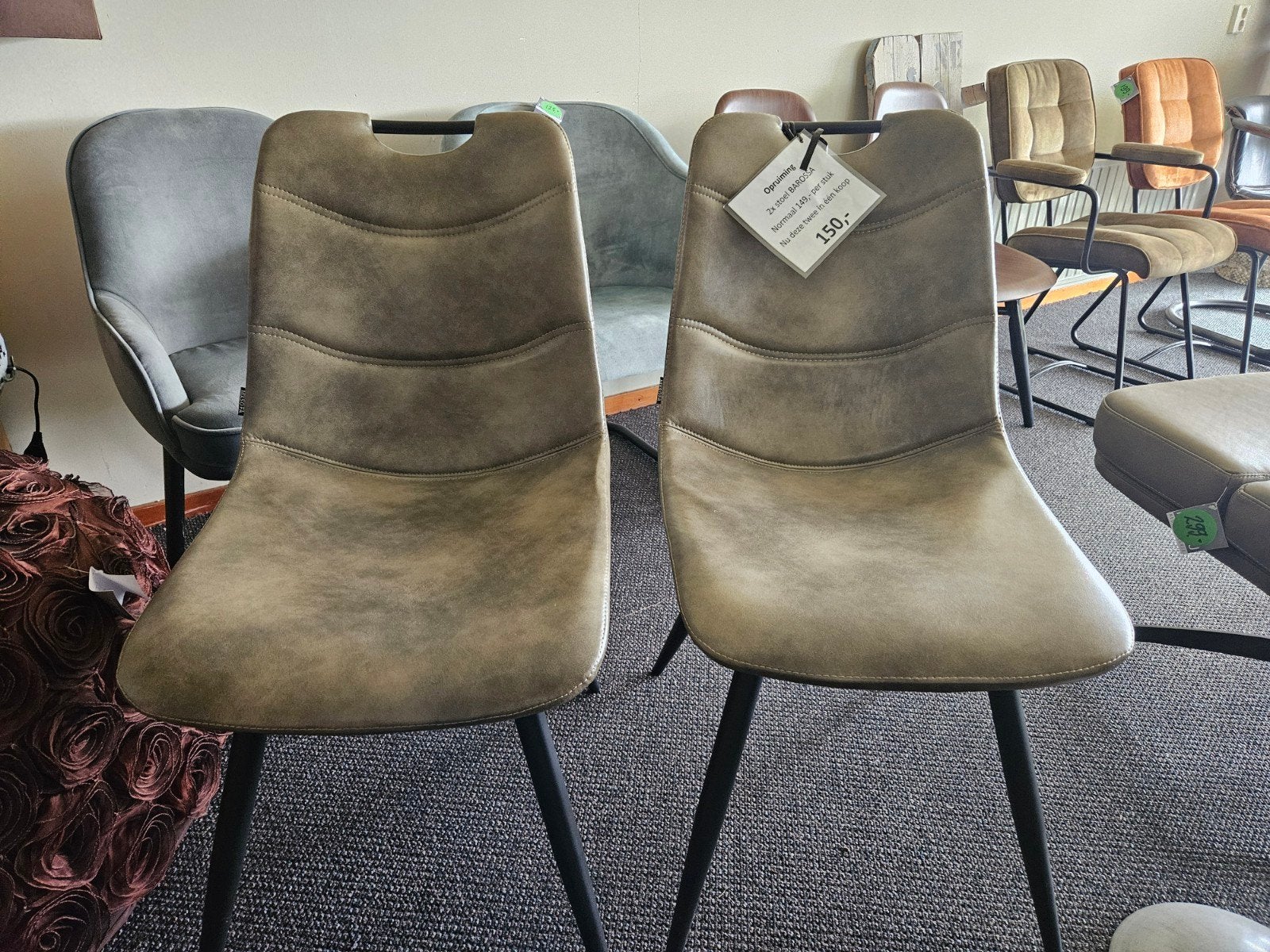 Eetkamerstoel barossa pu leder groen opruiming, Verzenden, Nieuw, Overige kleuren