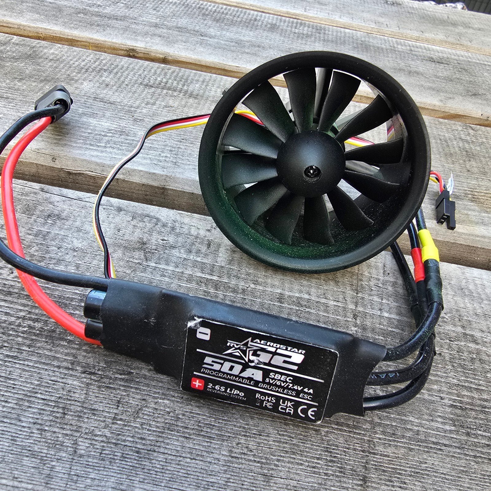 64mm EDF 12-blads met 50A ESC tot 6S, Ophalen of Verzenden, Zo goed als nieuw, Elektro