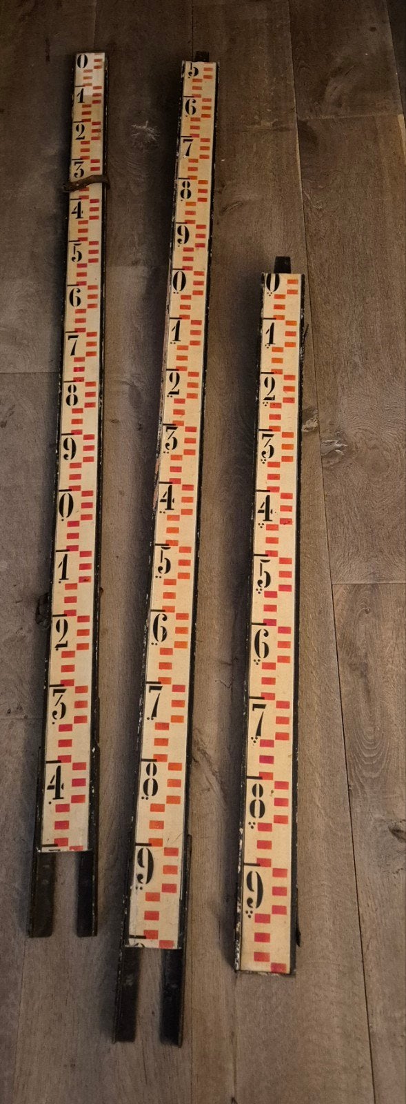 Oude uitschuifbare meetlat - Vintage meetinstrument, Ophalen, Gebruikt, Afstand