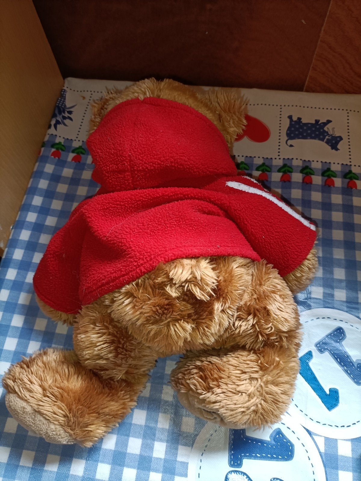 Hug me beer knuffel met rode hoodie Eddy Toys 30 cm, Ophalen of Verzenden, Zo goed als nieuw, Beer