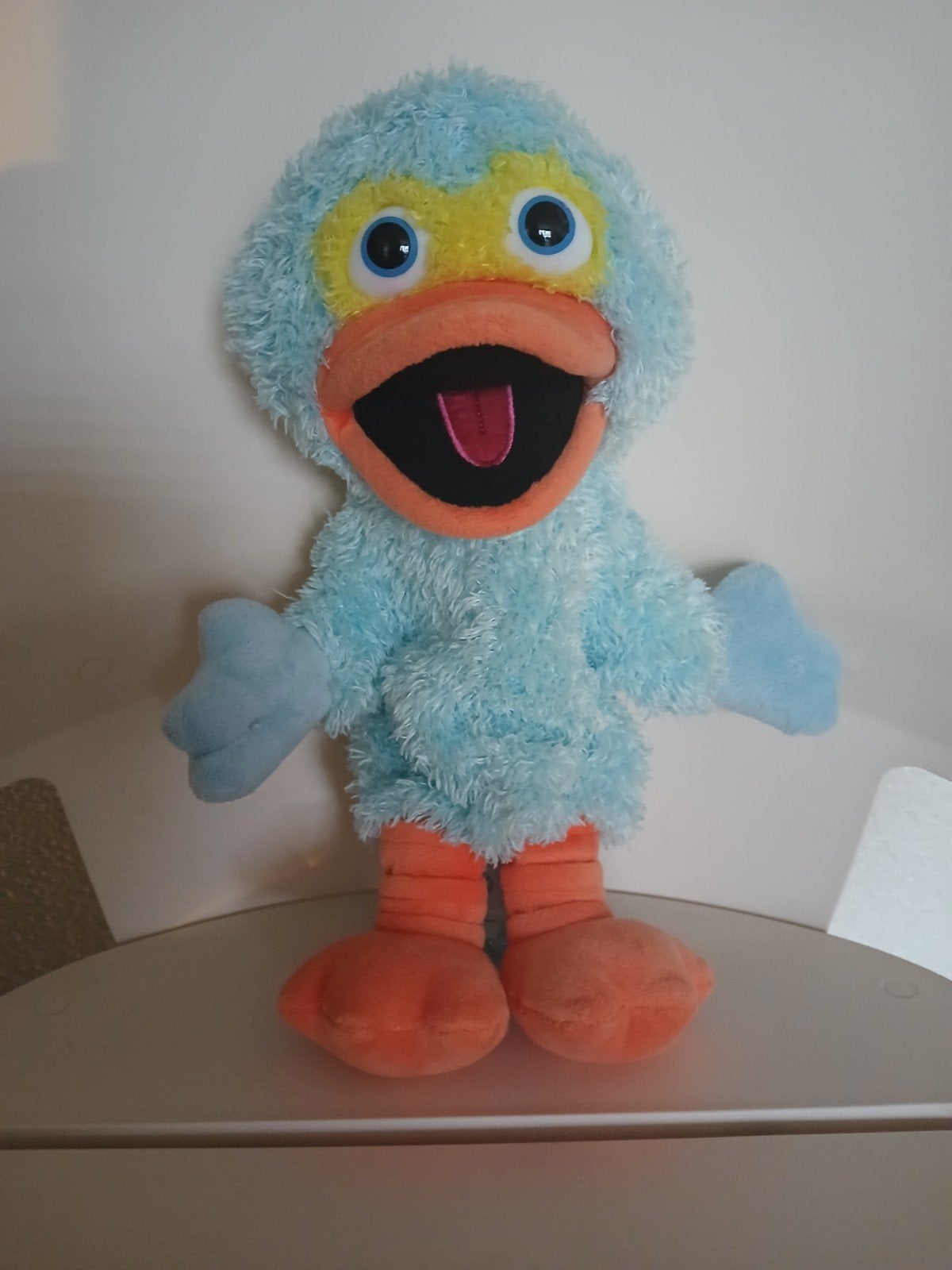 Sesamstraat Pino Handpop merk (Sesamstraat)35cm., Kinderen en Baby's, Gebruikt, Overige typen, Blauw, Ophalen of Verzenden