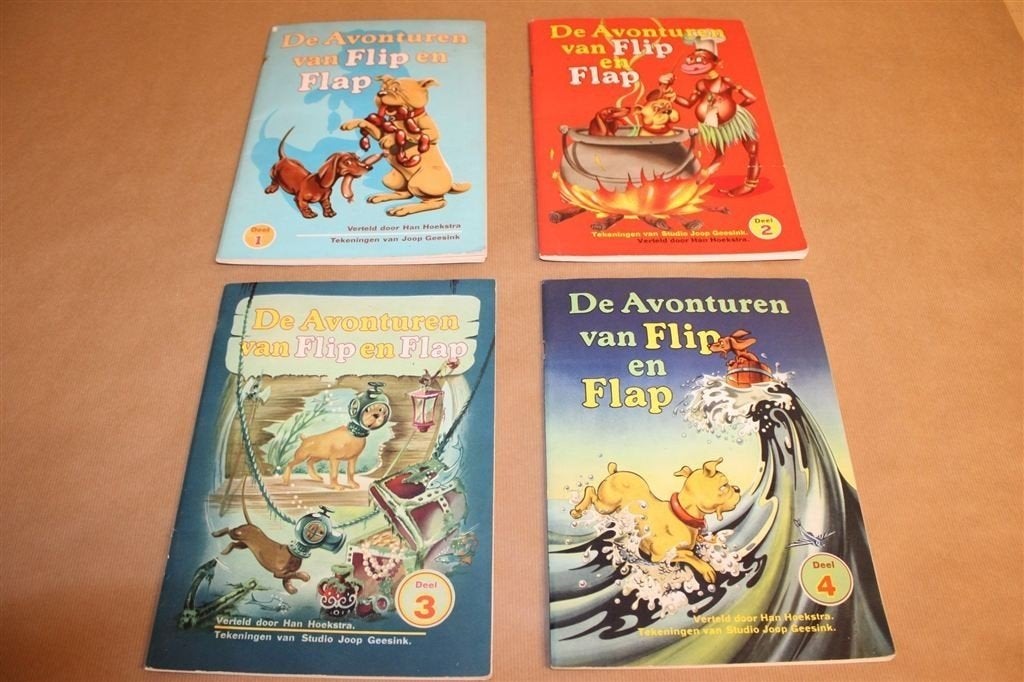 Flip en Flap — Complete Set 1-4 — Plaatjesalbums Jaren \'50, Boeken, Ophalen of Verzenden, Gelezen