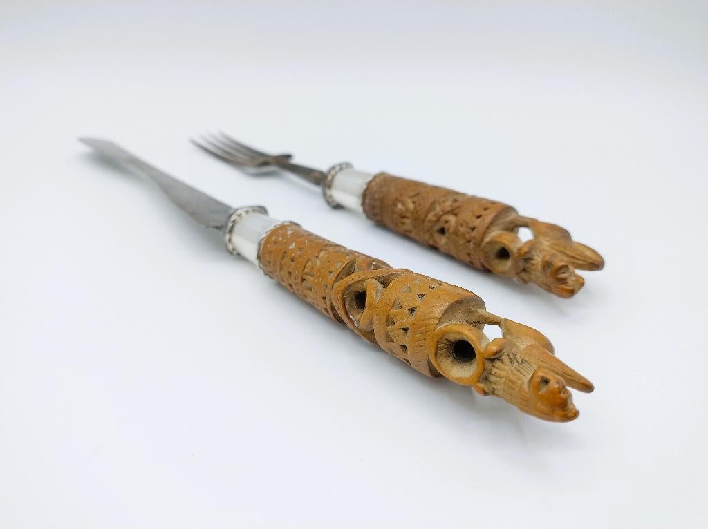 West Fries couvert, gestoken houten heften met zilver, 1867, Antiek en Kunst, Verzenden, Zilver