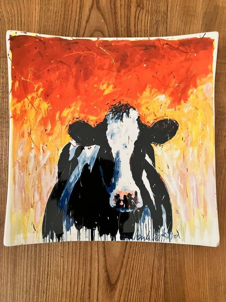 Koe! Henk Hofstra wandbord, sierbord, Schoonhoven Keramiek, Antiek en Kunst, Ophalen