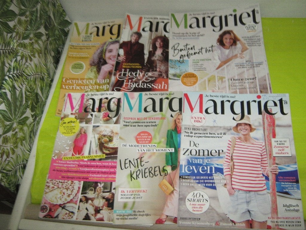 6 MARGRIET TIJDSCHRIFTEN SAMEN €1,20! OPBRENGST VOEDSELBANK!, Ophalen, Gelezen, Damesbladen