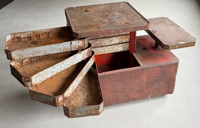 Industrieel ijzer patina kastje ladekast kar Plateauwagen, Ophalen, Gebruikt, 5 laden of meer, 50 tot 100 cm