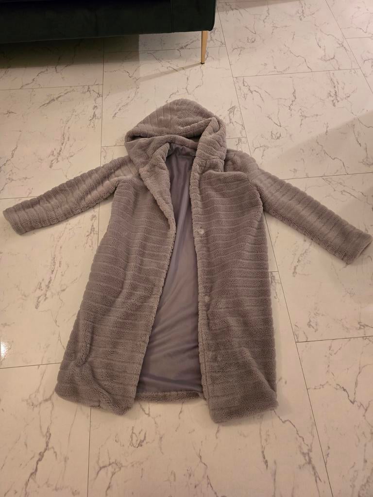 Grijze Teddy Jas met Capuchon - Maat M, Kleding | Dames, Jassen | Winter, Maat 38/40 (M), Ophalen of Verzenden, Grijs, Onbekend