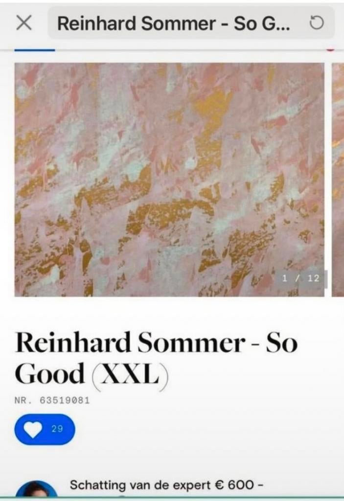 Acryl op doek kunst Reinhard Sommer roze goud, Antiek en Kunst, Ophalen of Verzenden