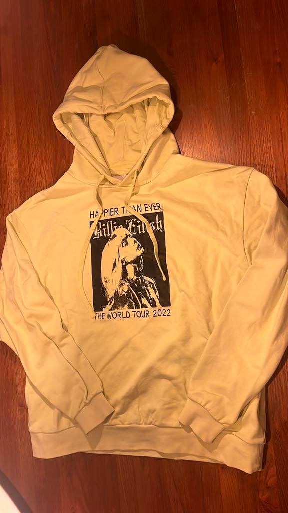 Billie Eilish World Tour 2022 Merch Trui Geel Mt.L Oversized, Ophalen of Verzenden, Zo goed als nieuw, Kleding