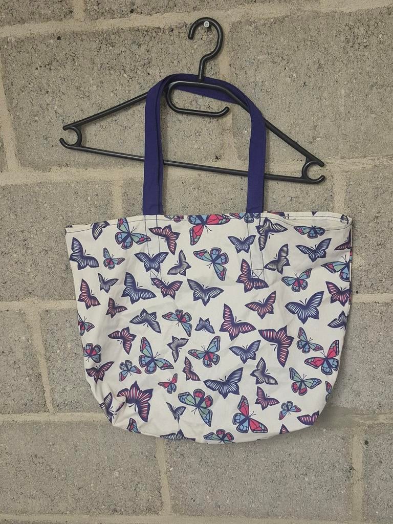 Leuke Shopper met Vlinders, Sieraden, Tassen en Uiterlijk, Tassen | Damestassen, Ophalen of Verzenden, Zo goed als nieuw, Wit