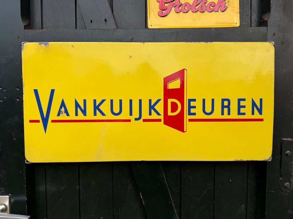 Vintage Vankuijk Deuren Emaille Reclamebord, Ophalen of Verzenden