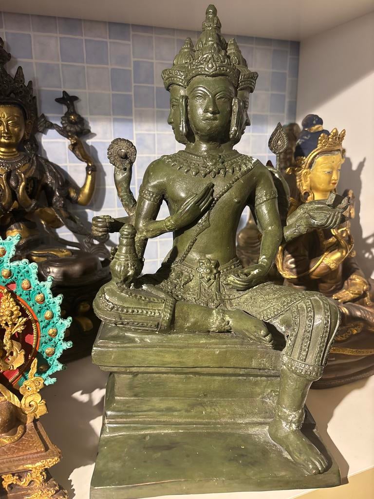 Bronzen Brahma Beeld met Vier Gezichten, Antiek en Kunst, Ophalen of Verzenden