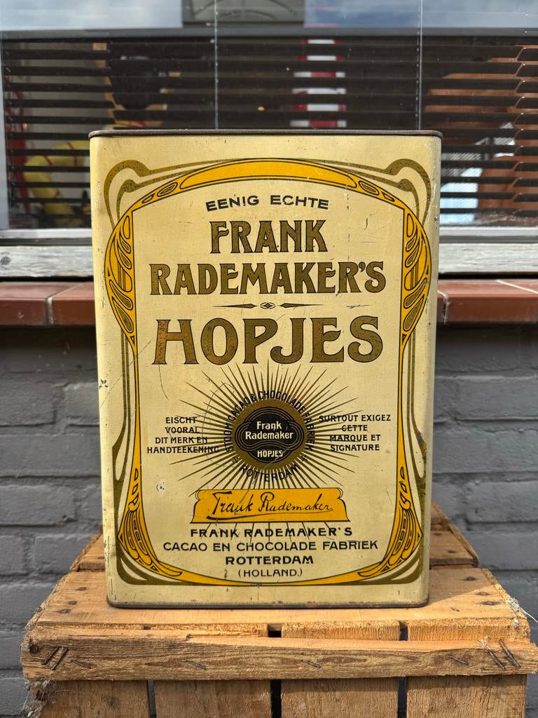 Oude Frank Rademaker's Hopjes Blikken Bus, Ophalen of Verzenden, Gebruikt, Koek(jes), Overige merken