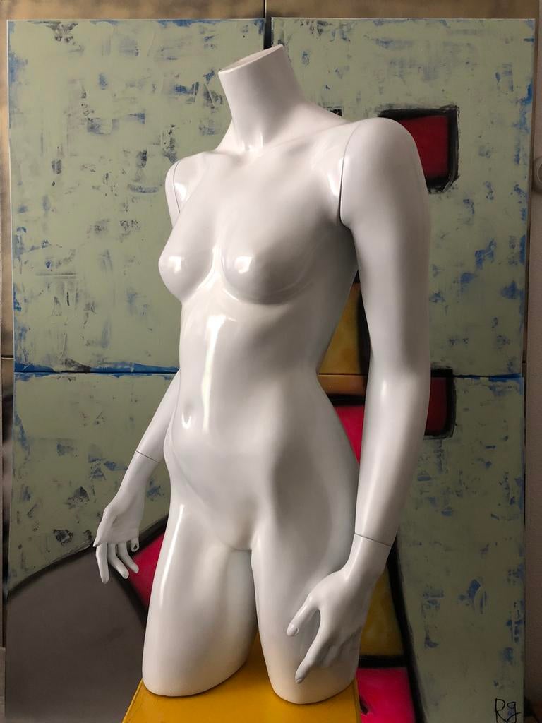 Paspop , torso , mannequin kleur: glanzend wit, Ophalen of Verzenden, Gebruikt, Paspop