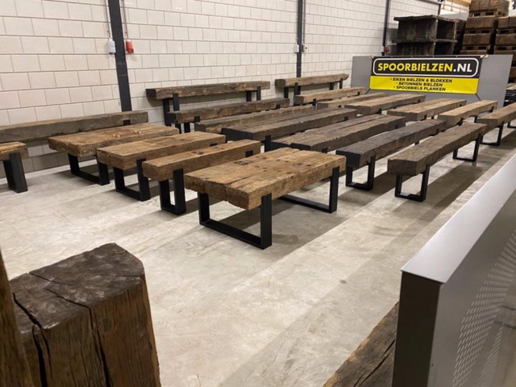 Robuust Dressoir van onbehandelde Eiken Spoorbiels, Ophalen, Nieuw, Robuust, authentiek, stoer, warm, 200 cm of meer