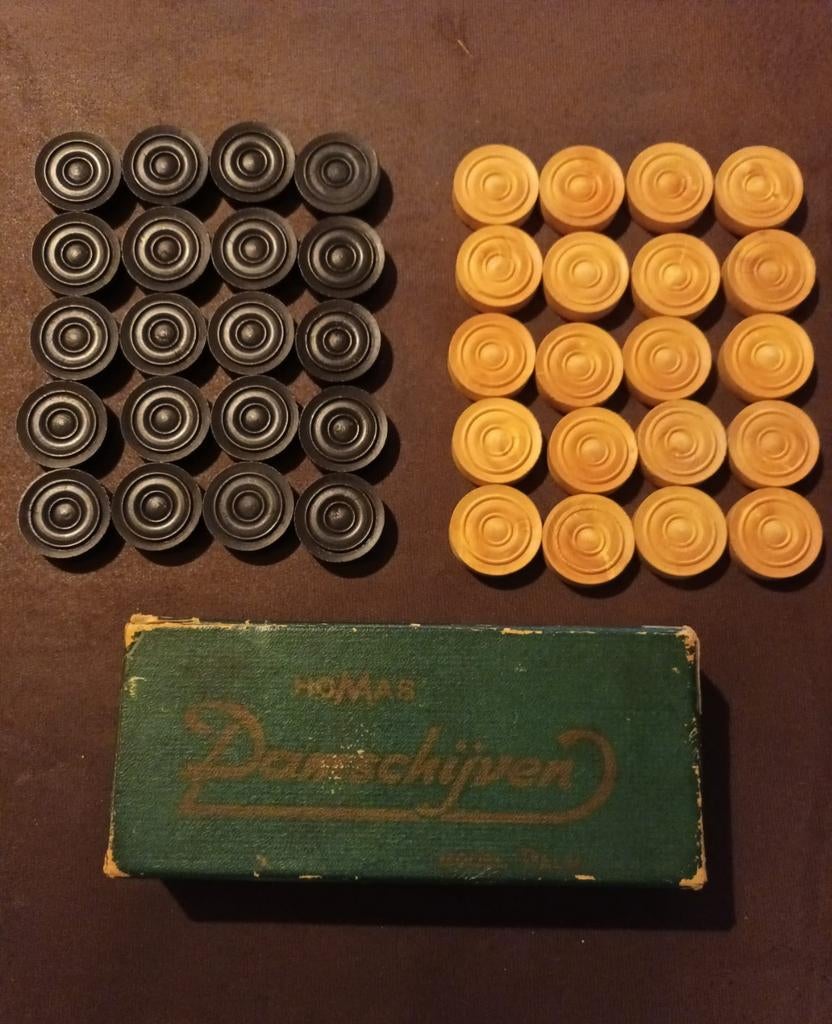 Vintage Damstenen Homas Damschijven Palm 1, Hobby en Vrije tijd, Gezelschapsspellen | Bordspellen, Verzenden, Gebruikt