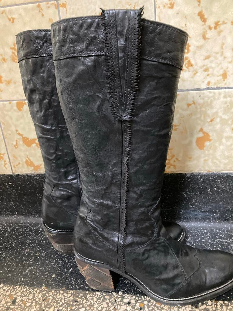 Dyva Zwarte Cowboylaarzen met Hakken - Maat 37, Kleding | Dames, Schoenen, Ophalen of Verzenden, Gedragen, Zwart, Hoge laarzen