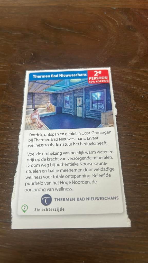Thermen bad nieuweschans 2e persoon 50% korting, Twee personen, Kortingsbon, Spa of Sauna