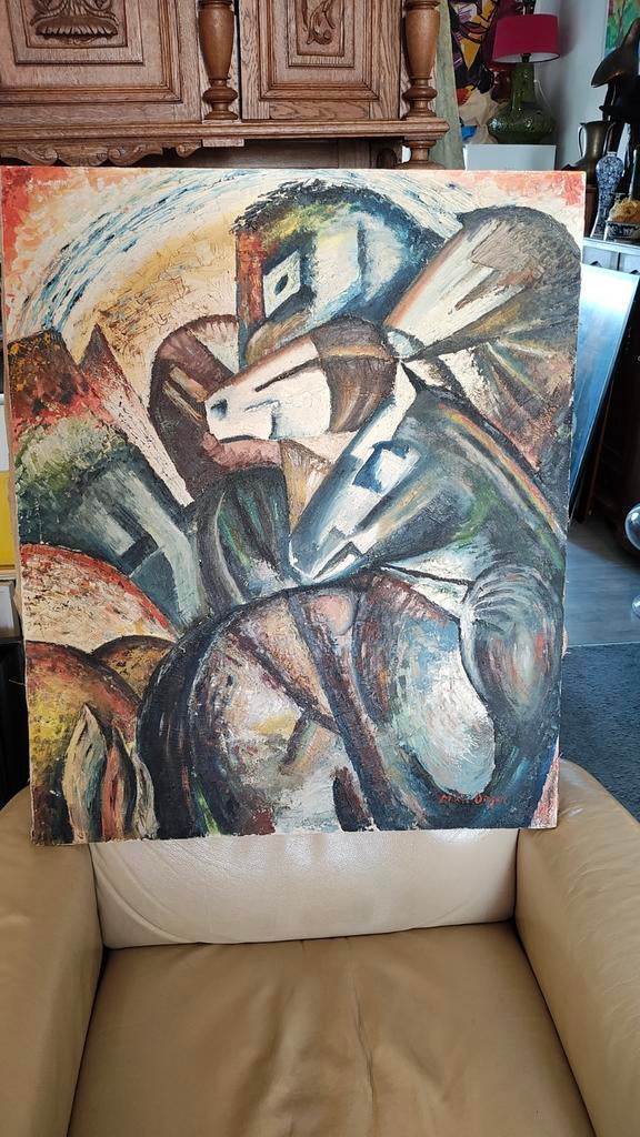 Paarden, expressionistisch, in de stijl van Franz Marc, Ophalen