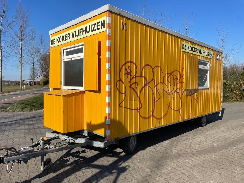 6 meter snelverkeer schamel schaftwagen met toilet, Ophalen of Verzenden