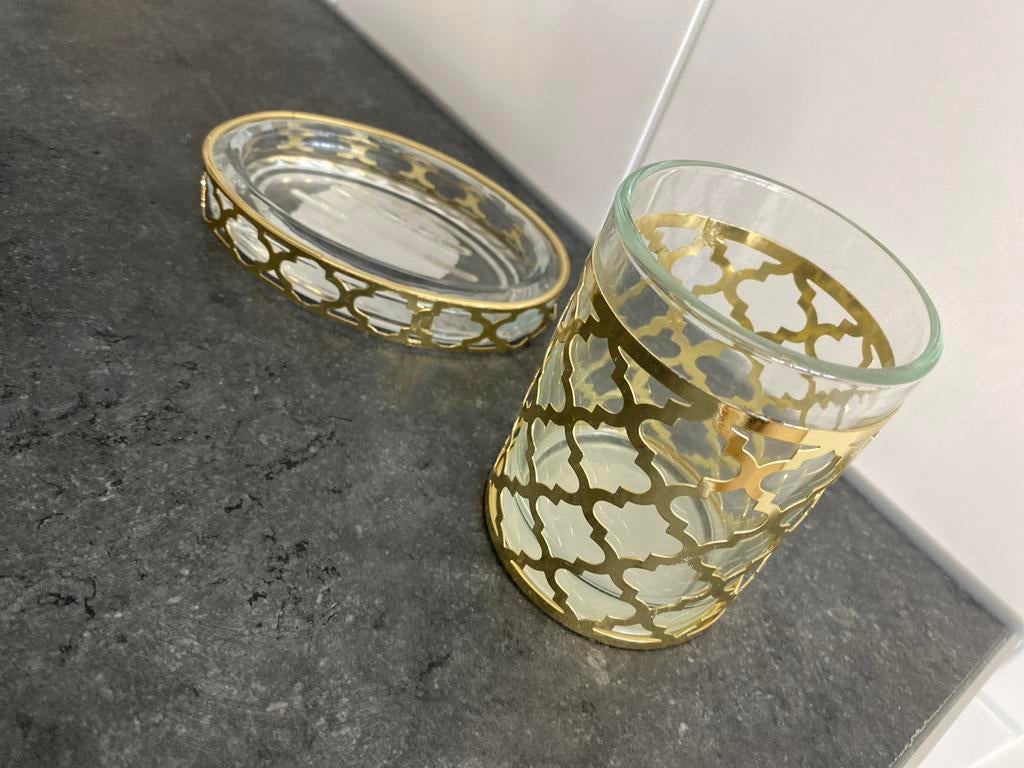 Tandenborstelhouder & Zeephouder - Gouden Details, Ophalen, Nieuw, Overige kleuren, Overige typen