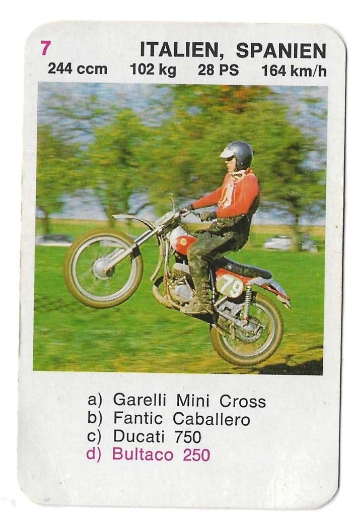 Kwartetkaart Bultaco 250, Ophalen of Verzenden, Gebruikt, Motoren