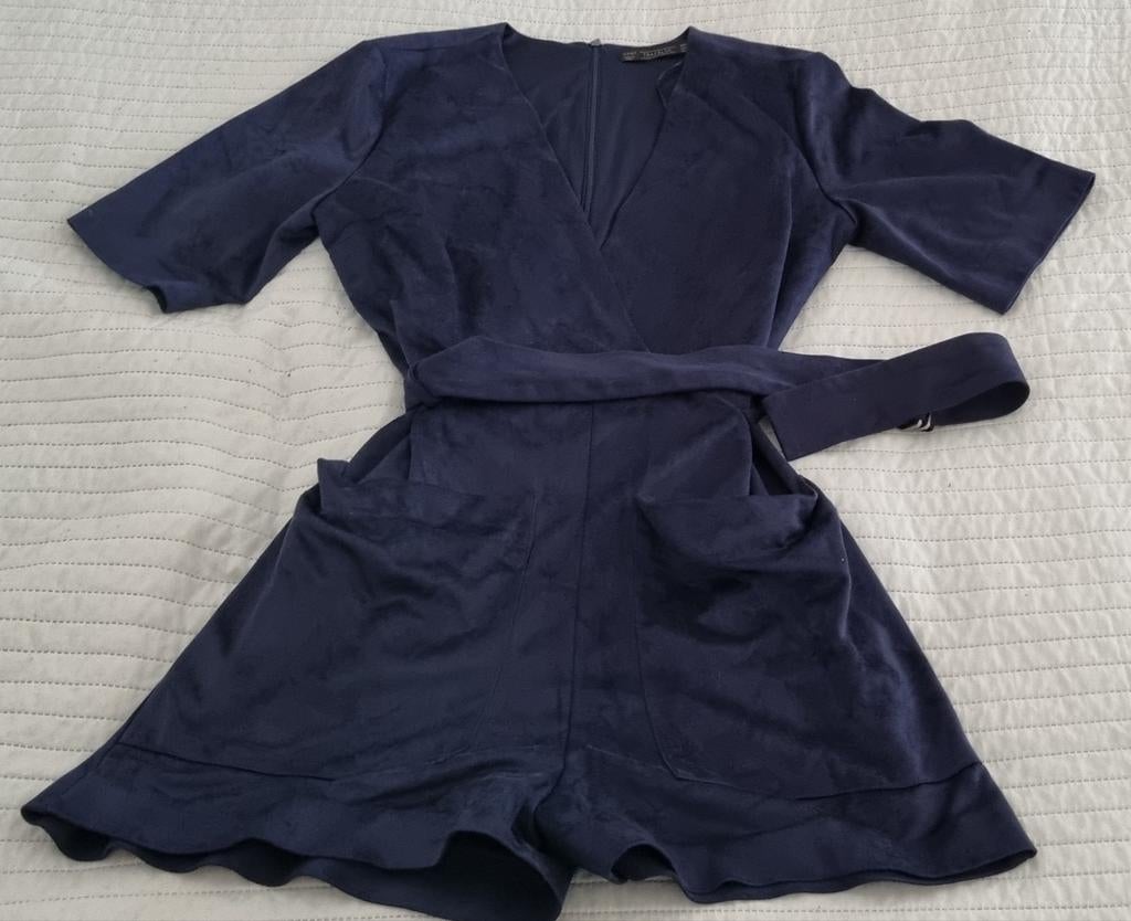 Zara jumpsuit broekpak maat L blauw kerst dames kleding, Zara, Maat 42/44 (L), Zo goed als nieuw, Verzenden